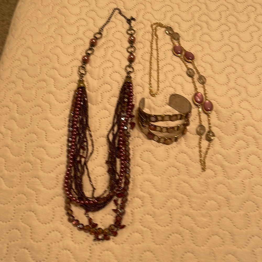Set of Three Pieces of Jewelry includes Necklaces and Cuff Bracelet